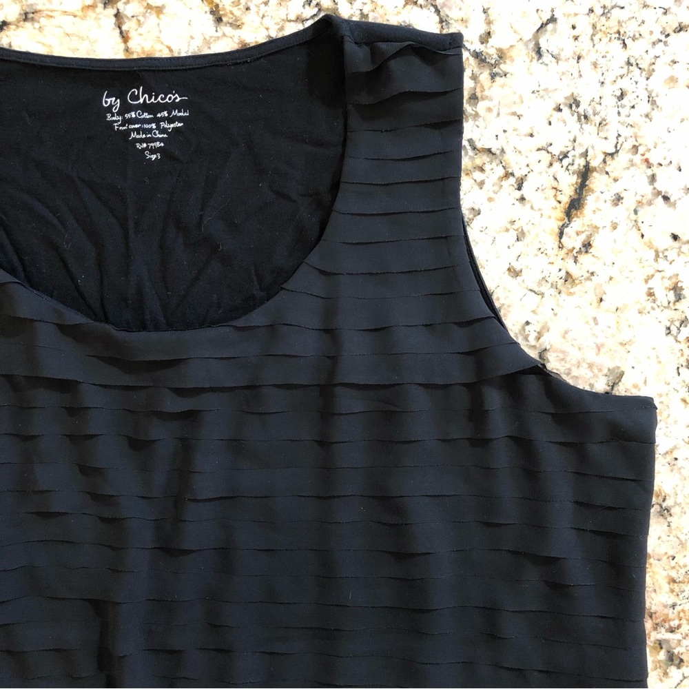 Chico’s Tiered Dressy Tank Top Tee Chiffon Blouse Size 3 Excellent Condition